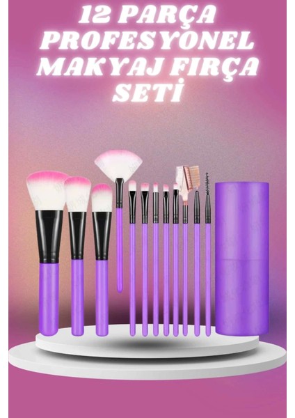 12 Parça Profesyonel Makyaj Seti Yumuşak Kıllı Yüz ve Göz Makyajına Uygun