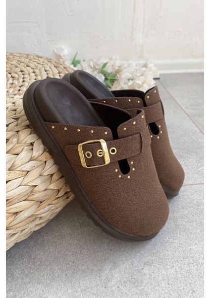 Kahverengi Süet Rahat ve Şık Günlük Kadın Terlik TMD2025002 indirimleri