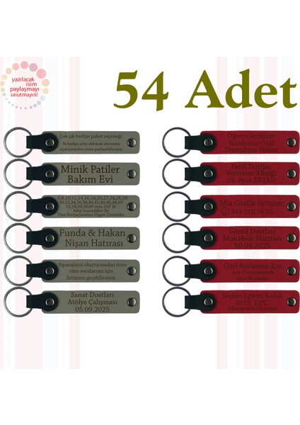 Kül Gri & Kırmızı, 54’lü Set, Isim ve Mesajlı Deri Anahtarlık, Sosyal Bilgiler Öğretmeninden Anı