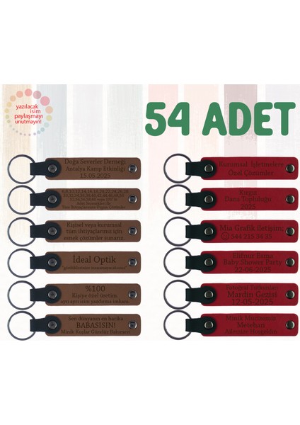 A Kahve & Kırmızı, Ingilizce Öğretmeninden Öğrencilere Anı, 54’lü Set, Isim ve Mesajlı Anahtarlık