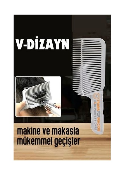 Kuaför Berber V Dizayn Kavisli Kontur Kesim Tarağı