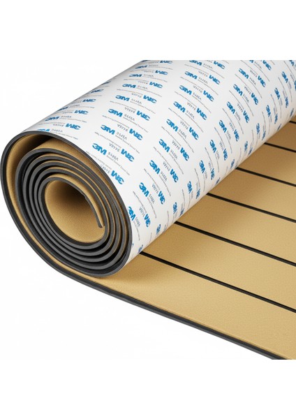 9448A Bantlı Açık Kahverengi (Gold) Eva Suni Teak (Tik) Deck Tekne, Yat, Havuz Kenarı ve Karavan Için Zemin Kaplaması 240 x 120 cm
