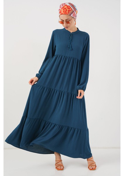 Kadın BDART Fiyonk Bağcıklı Maxi Elbise Blue modelleri