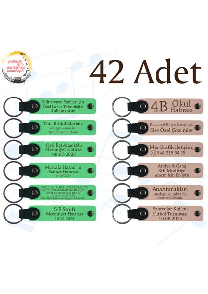 F Yeşili & Pudra, Ingilizce Öğretmeninden Sınıfına Hediye, 42’li Set, Kişisel Yazılı Anahtarlık