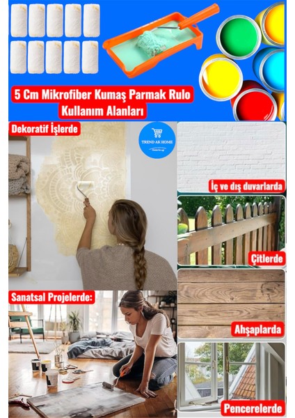 5 cm Mikrofiber Kumaş Parmak Rulo Yedek Başlığı (50 Adet) indirimleri