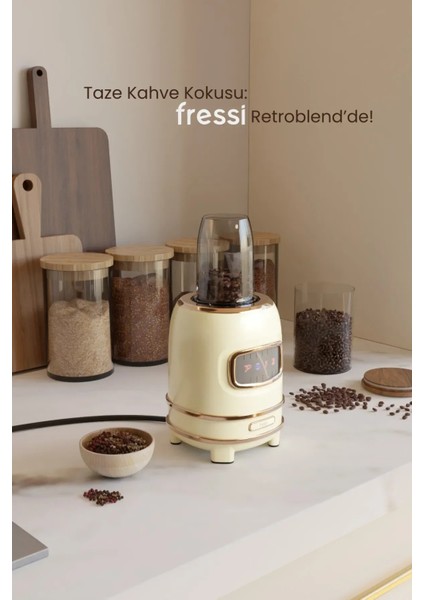 Kişisel Blender Seti Öğütücülü Smoothie Şişeli Blender 1,0 Litre Blendir Seti FR-BL01 Retroblend