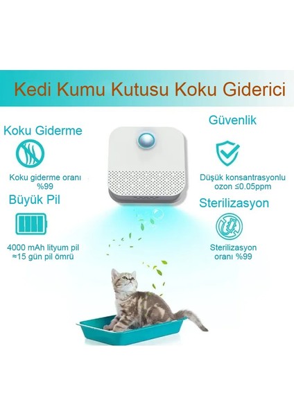 Akıllı Evcil Hayvan Koku Arıtma Cihazı USB Şarjlı Deodorant ve Sterilizasyon Özellikli