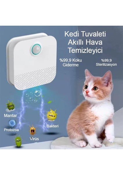 Akıllı Evcil Hayvan Koku Arıtma Cihazı USB Şarjlı Deodorant ve Sterilizasyon Özellikli