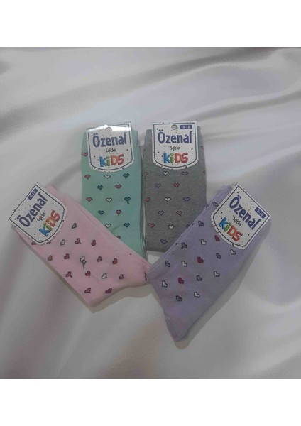 Mor Minik Kalp Desenli Renkli %90 Cotton %10 Elastan Rahat Kullanışlı Kız Çocuk Soket Çorap indirimleri