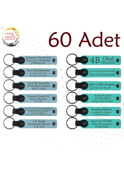 Gök Mavi & Turkuaz, Kişiye Özgü Anahtarlık, Sosyal Sorumluluk Projesine Katılım Hediyesi 60’lı Set