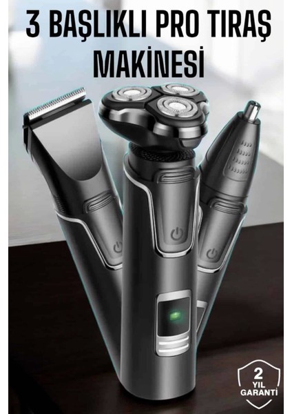 Yüksek Performanslı 3 Başlıklı Profesyonel Tıraş Makinesi