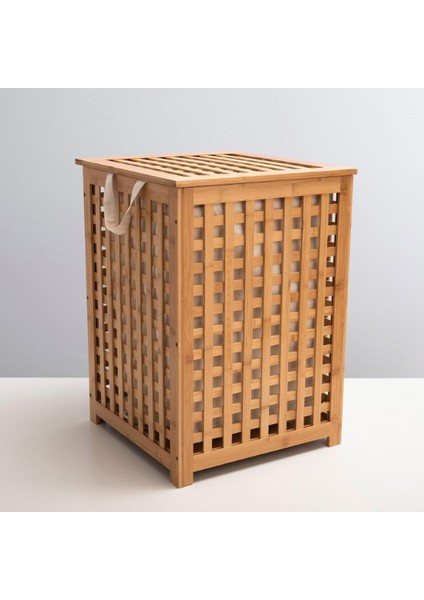 Büyük Boy Ahşap Bambu Kirli Sepeti 45X45X62 fiyatları