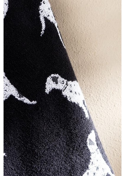 Yeni Sezon Dalmatien Ipliği Boyalı Yüz Havlusu - Siyah - 50X85 cm - Siyah fırsatları