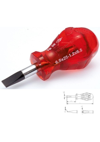 Izeltaş 4110 Kraft Topaç Düz Tornavida 6,5X25