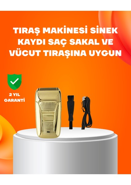 Altın Renk Kablolu Sakal Tıraş Makinesi Çelik Lı 3W Motor