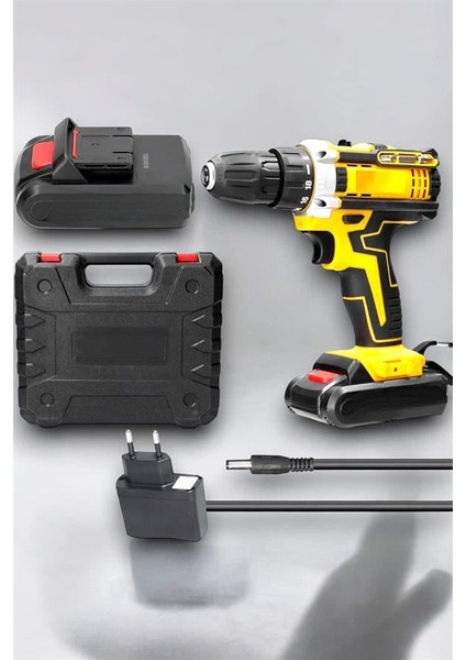 24 Parça Çift Bataryalı Şarjlı Matkap Seti 24W Motor ve Mil Kilitli Tasarım