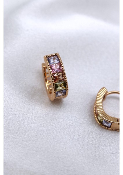 Vip Çelik Renkli Zirkon Taşlı Dokulu Oval Halka Küpe modelleri