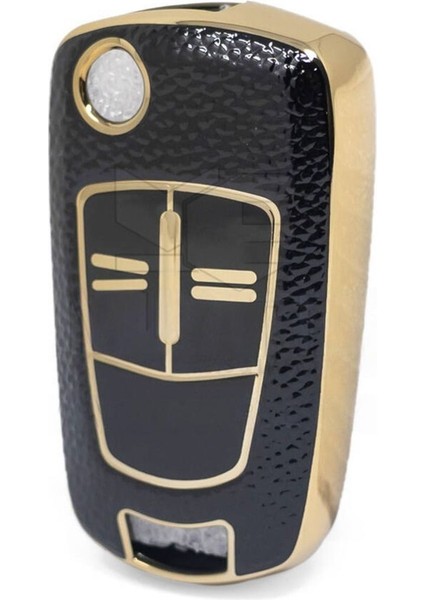 Lüx Opel Astra H Corsa D 2 Buton Koruma Anahtar Kılıfı Siyah Gold Renk 1.ci Kalite