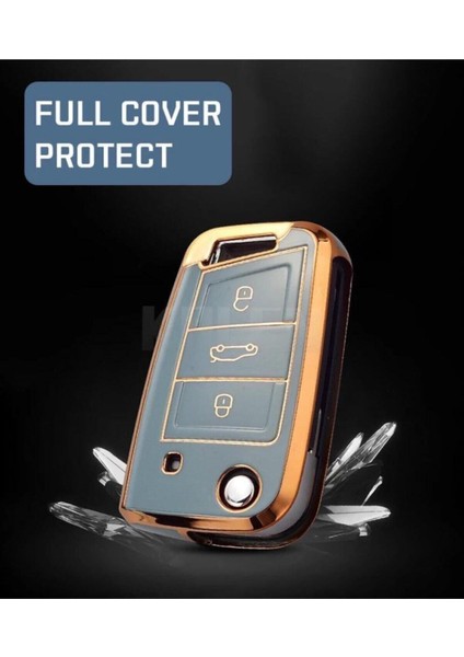 Lüx Seat Leon Fr Ibiza Arona Tarraco Lüks Nano Anahtar Koruma Kılıfı Gri Gold Altın Renk indirimleri