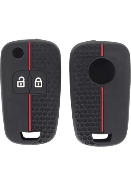 Opel Astra J Corsa D Corsa E Uyumlu Insignia Mokka Meriva Petek Desenli Anahtar Kılıfı Siyah Kırmızı