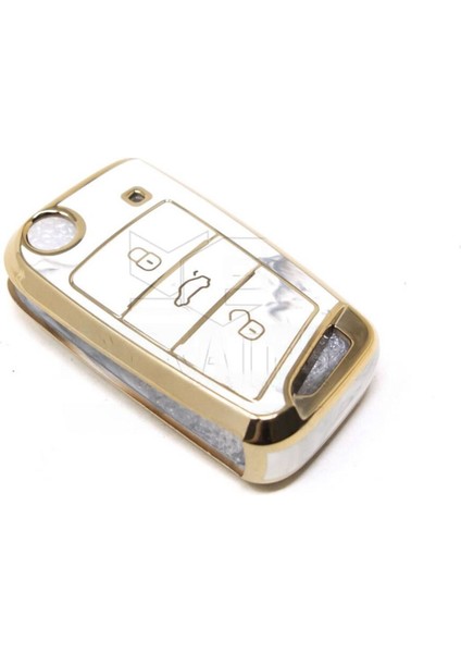 Lüx Seat Leon Mk3 Golf 7 ve 7.5 T-Roc 3 Buton Sustalı Anahtar Kılıfı Mermer Desenli fiyatları