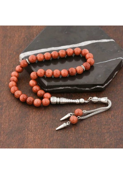 Doğaltaş Metal Püsküllü Kahverengi Yıldız Taşı Tesbih fiyatları