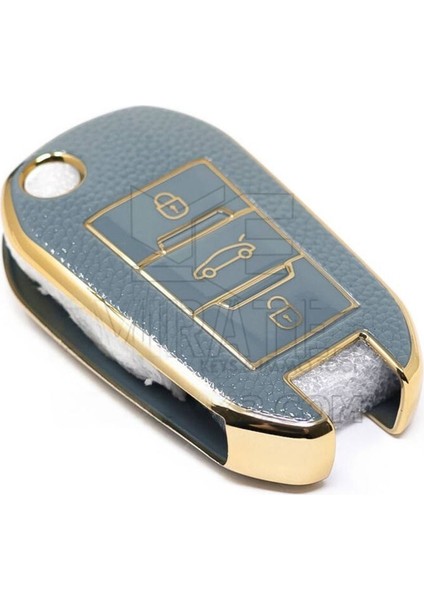 Lüx Peugeot 208 301 307 308 508 2008 3008 Partner Van Sustalı Anahtar Kılıfı Gri Gold fiyatları