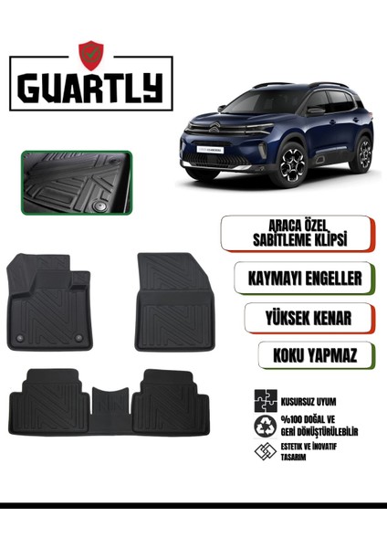 Citroen C5 Aircross 2017-2022 Uyumlu Araca Özel Premium 4d Havuzlu Oto Paspas Takımı