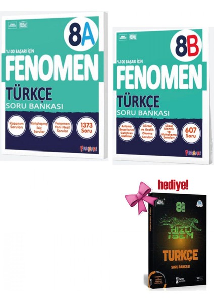 Fenomen 8. Sınıf Türkçe A + B Soru Bankası Seti + Türkçe Soru Hed