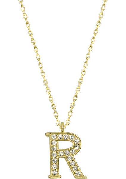 925 Ayar Gümüş R Harfi Kadın Gümüş Kolye