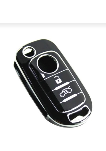 Lüx Fiat Egea Sustalı 3 Buton Nano Anahtar Kılıfı Siyah Gümüş Silver Renk 1.ci Kalite fiyatları