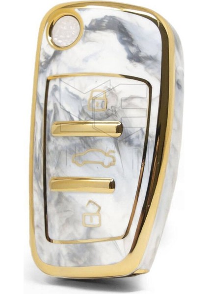 Audi A1 A3 8p 81 A4 A5 B6 B7 B8 A6 A7 C5 C6 4f Q3 Q5 Q7 Sustalı Mermer Desenli Nano Anahtar Kılıfı