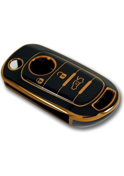 Lüx Fiat Egea Sustalı 3 Buton Nano Anahtar Kılıfı Siyah Gold 1.ci Kalite fırsatları