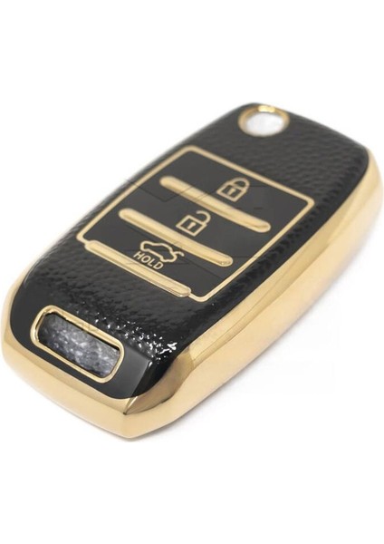 Kia Sorento Sportage Picanto Cerato Soul Rio Ceed 3 Buton Sustalı Anahtar Kılıfı Siyah Gold Renk fiyatları