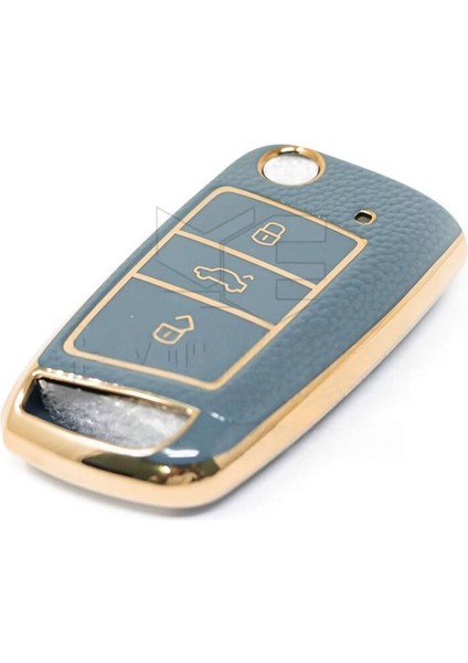 Lüx Seat Leon Mk3 Golf 7 ve 7.5 T-Roc 3 Buton Sustalı Anahtar Kılıfı Gri 1.ci Kalite fiyatları