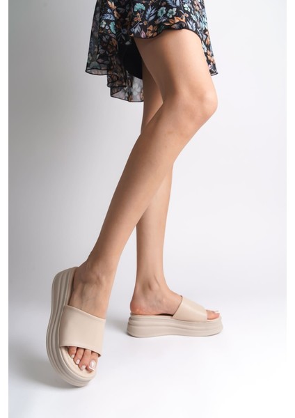 Alıce Düz Topuklu Kalın ve Ortopedik Taban Kadın Terlik Ckt - Krem fiyatları