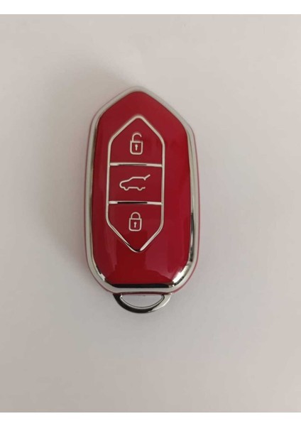 Togg T10X 3 Tuşlu Smart Nano Koruma Anahtar Kılıfı Kırmızı Gümüş Silver Renk Yüksek Kalite