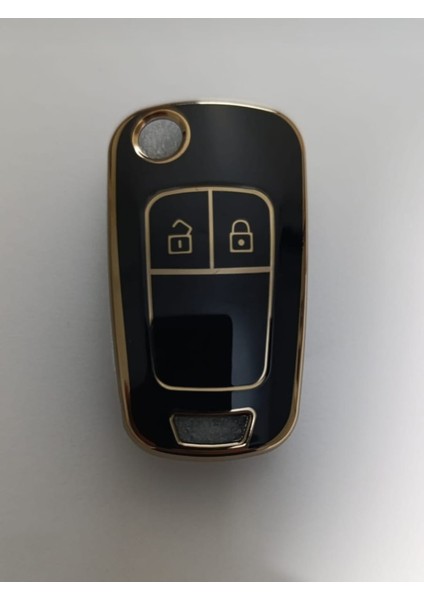 Opel 2 Buton Astra J Insignia Mokka Sustalı Nano Anahtar Kılıfı Siyah Gold Renk