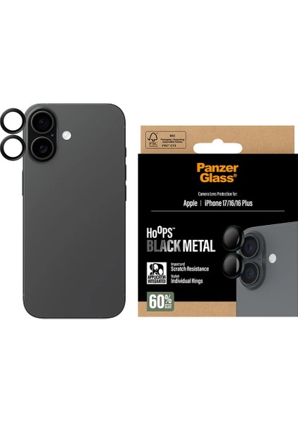 Apple iPhone 17 Siyah Kamera Lens Koruyucu (Hizalama Aparatlı)