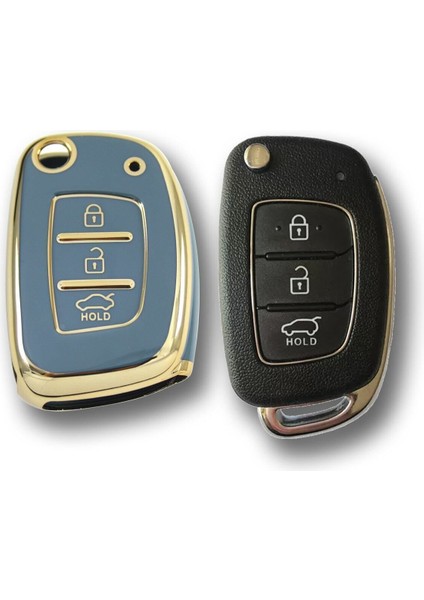 Lüx Hyundai Bayon I10 I20 IX35 Elantra Tucson Anahtar Kılıfı Sustalı Model Gri Gold Altın Renk fiyatları
