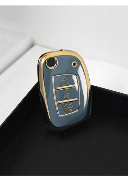 Lüx Hyundai Bayon I10 I20 IX35 Elantra Tucson Anahtar Kılıfı Sustalı Model Gri Gold Altın Renk indirimleri