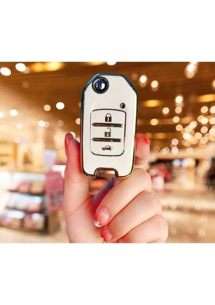 Honda Civic Fc5 Crv Hrv Uyumlu Sustalı Lüks Nano Anahtar Koruma Kılıfı Beyaz Renk 1 . Kalite
