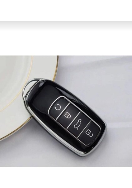 Lüx Chery Tiggo 8 Pro Omoda 5 Tiggo 7 Avantgarde Nano Anahtar Kılıfı Siyah Gümüş Silver Renk