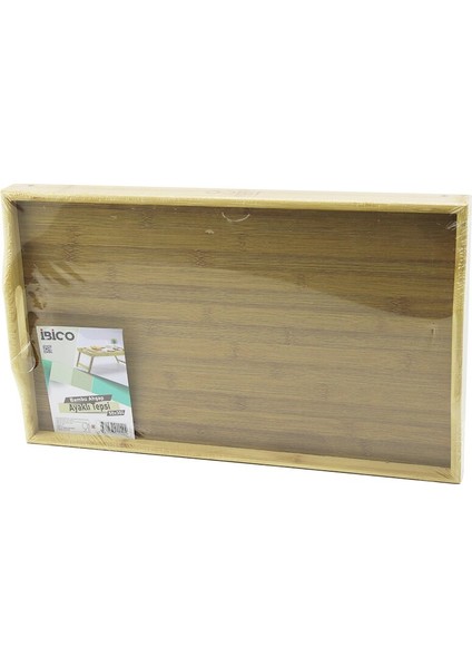 DİKDÖRTGEN=30X50CM Aç Kapa Ayaklı = 20CM Ahşap Bambu Sunum Tepsi (4172)