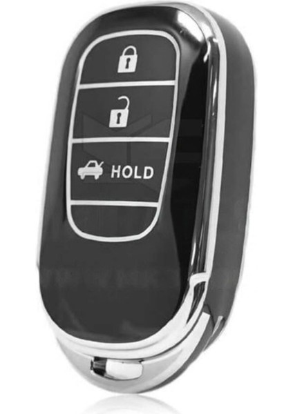 Honda Yeni Fe1 Civic Crv Hrv Accord Smart Nano Anahtar Kılıfı Siyah Gümüş Renk