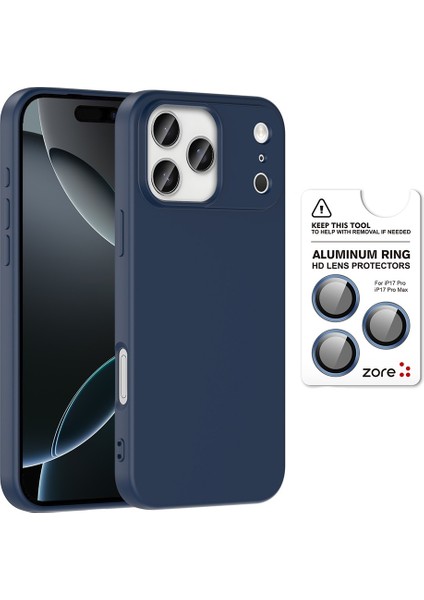 iPhone 17 Pro Kılıf Zore Mara Lansman Kapak + Görüntüyü Bozmayan Sapphire Kamera Lens Koruyucu