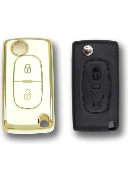 Citroen C3 Peugeot 307 2 Buton Sustalı Beyaz Oto Anahtar Kumanda Kabı Kılıfı fiyatları