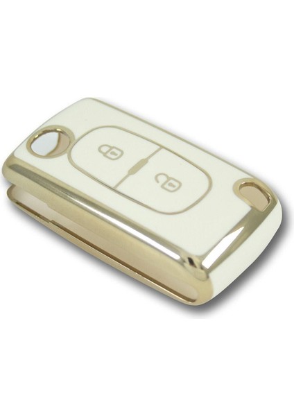 Citroen C3 Peugeot 307 2 Buton Sustalı Beyaz Oto Anahtar Kumanda Kabı Kılıfı fırsatları
