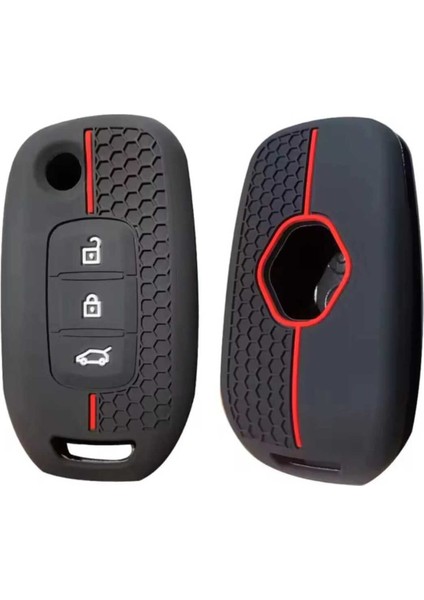 Renault Megane4 Clio5 Captur ve Koleos Taliant Express Sustalı Petek Desenli Anahtar Kılıfı