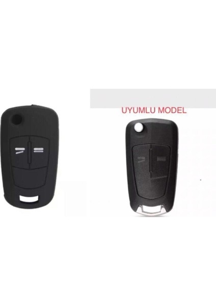 Opel Astra H Corsa D Uyumlu Anahtar Silikon Kılıfı 2 Tuşlu Model Siyah Renk 1.ci Kalite